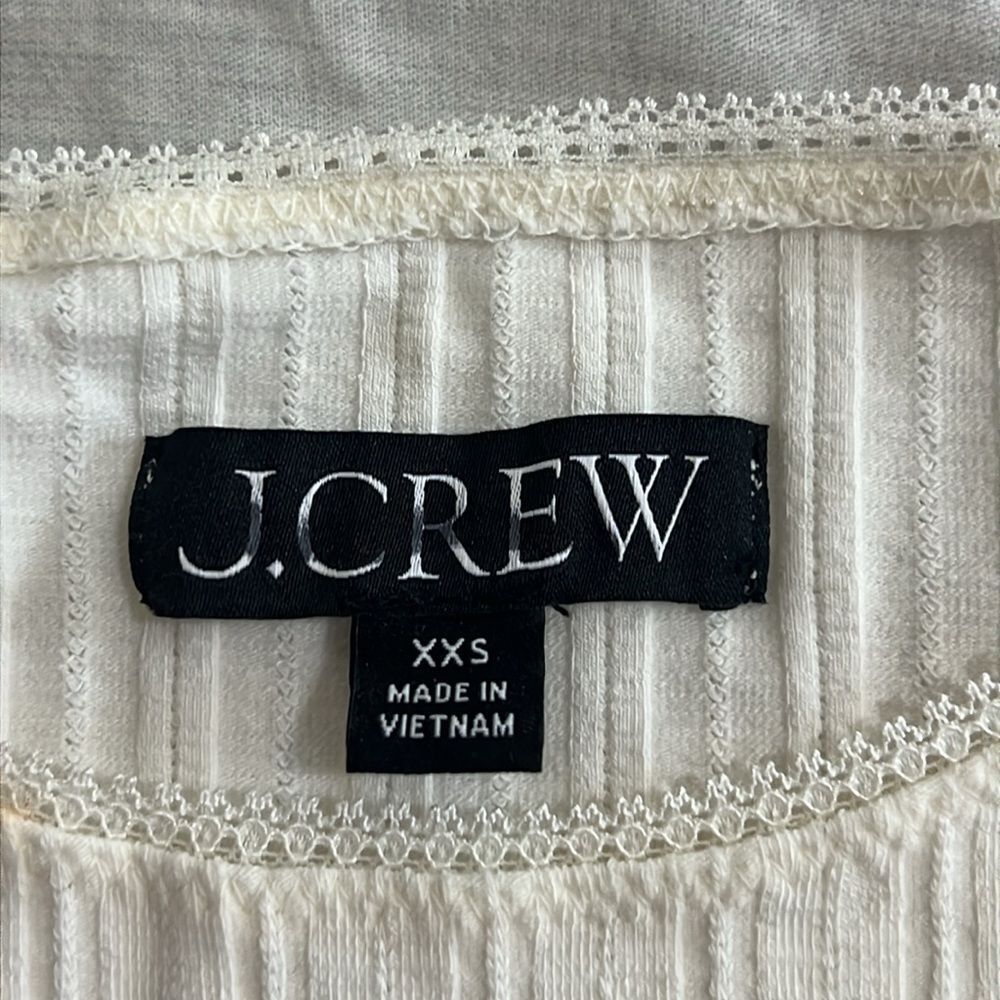 NWOT J. Crew Pointelle‎ long-sleeve ribbed shirt ivory size XXS - Picture 8 of 10